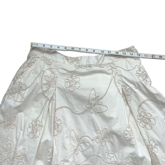 Harvé Benard Cream Floral Embroidery Knee Length A Line Skirt Size 12 - Picture 11 of 12